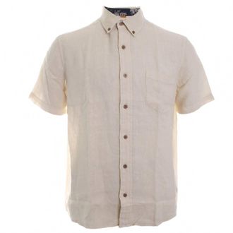 Tailor Vintage Mens Linen Short Sleeve Shirt In Stone