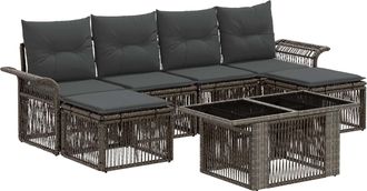 vidaXL Conjunto De Sof&aacute;s De Jard&iacute;n 7 Uds. Gris Y Gris Oscuro Vidaxl