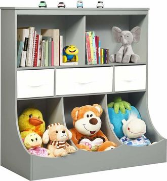Costway Costway - Estante Con Compartimientos Y Cajones Para Juguete Almacenamiento Estanter&iacute;a Para Ni&ntilde;os Libros Organizador Para Habitaci&oacute;n Cuarto De Juegos 