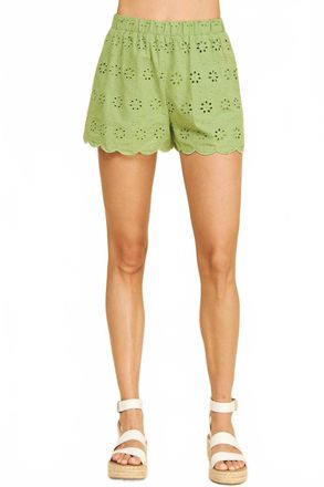Pinch Design High Waist Eyelet Shorts In Matcha