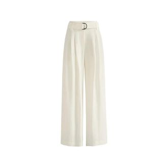Brunello Cucinelli Wijde broek - Dames - Broeken - Wit - Maat: S Zijde