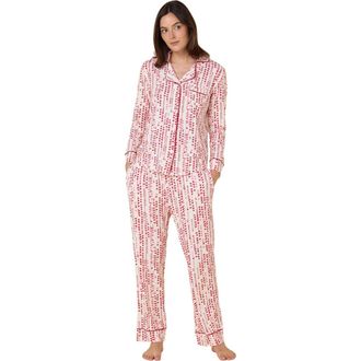 The Cats Pajamas Pima Knit Pajama Floral Set in Dreamy Hearts Ivory at Nordstrom, Size X-Large