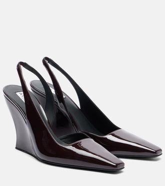 Alaia Patent leather wedge slingback pumps