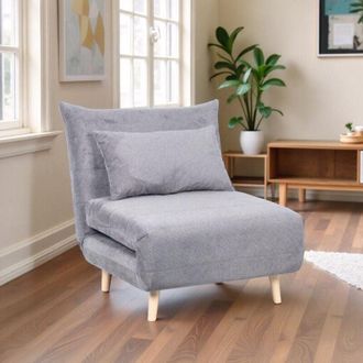 Home Source Industries Home Source - Single Clic Clac Grey Sofa Bed Polyester Upholstered Home Living Furniture