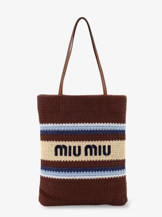 Miu Miu Borsa shopping in maglia con logo ricamato frontale - MIU MIU - gender_Woman