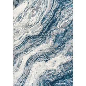 Jonathan Y Designs Kassia Contemporary Glam Abstract Marble Area Rug in Navy/cream at Nordstrom, Size 4Ft 0In X 6Ft 0In