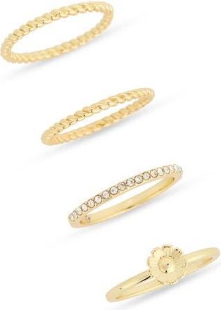 Covet Set of Four Rings in Clear/Gold at Nordstrom Rack, Size 9