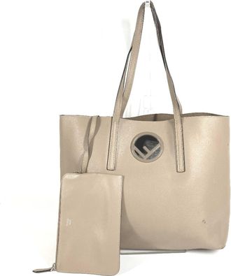 Fendi Beige Leather Handbag Shoulder Bag Tote Bag (Pre-Owned)