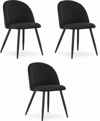 OEM Silla Bello - Terciopelo Negro / Patas Negras X 3