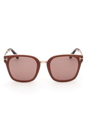 Tom Ford 68mm Round Sunglasses in Ivory /Brown at Nordstrom Rack