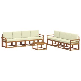 vidaXL Conjunto De Sof&aacute;s De Exterior Con Coj&iacute;n 9 Pcs Natural Y Crema Vidaxl
