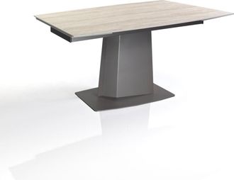 Oresteluchetta Mesa extensible cer&aacute;mica/metal travertino-platino 77x89x140-200