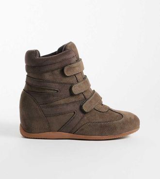 Public Desire Carmina - Sneakers con zeppa in camoscio sintetico color talpa-Neutro