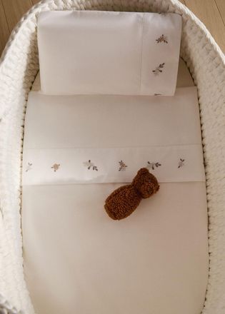 Mango Set lenzuolo superiore e cuscino mini culla fiore ricamato bianco - Home - 75x100cm - MANGO HOME