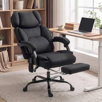 HOMCOM Vibration Massage Office Chair w/ Heat Reclining Function, Black