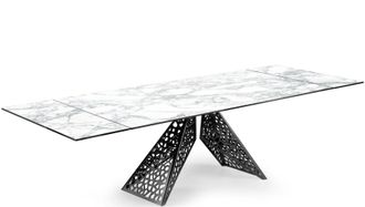 Naos Ausziehbarer Designer Esstisch Coliseum - Invisible White / Schwarz matt