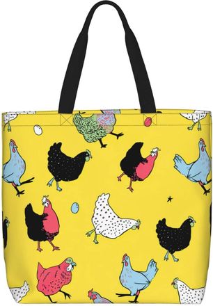 Generic Women Handbag Rooster Chicken Pattern Women Beach Bag Large Capacity Casual Shopping Bags, For Daily, Wedding, Work, Swim, Graduation
