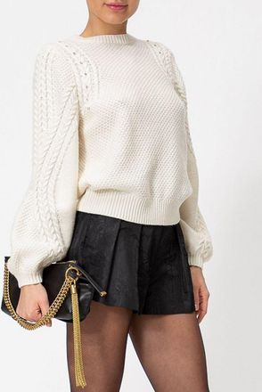 Twinset Maglia girocollo in misto lana con bordi a costine