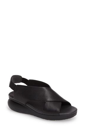 Camper Balloon Slingback Wedge Sandal in Black Leather at Nordstrom, Size 35
