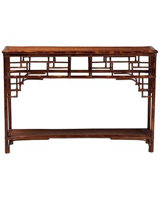 Baxton Studio Sebalio Tortoise Rattan Console Table With Open Shelf