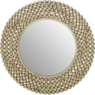 Premier Housewares Extravagant Style Gold Finish Beaded Wall Mirror For Bedroom / Hallway / Living Room Luxurious and Fancy Antiquated Look 63 x 63 x