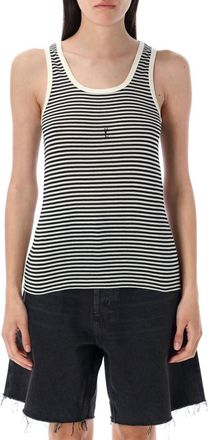 Saint Laurent BlackWhite Cassandre striped tank top