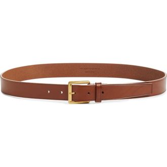 Saint Laurent New Line Buckle Leather Belt in Dark Wet Clay at Nordstrom, Size 100