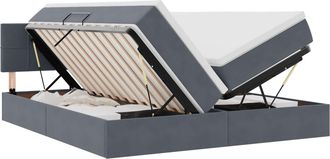 vidaXL Cama De Almacenamiento Led Con Colch&oacute;n Gris Oscuro 180 X 200 Cm Vidaxl