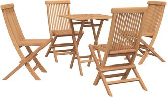vidaXL Juego De Comedor De Jard&iacute;n Plegable Ajustable 5 Pcs Natural Vidaxl