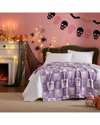 Betsey Johnson Cracked Checker Skull Ultra Soft Plush Throw