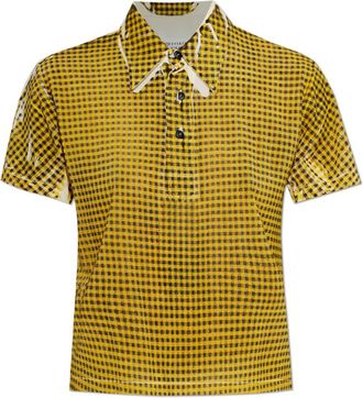 Maison Margiela Geruit T-shirt - Dames - Polos - Geel - M - Leer - Tops
