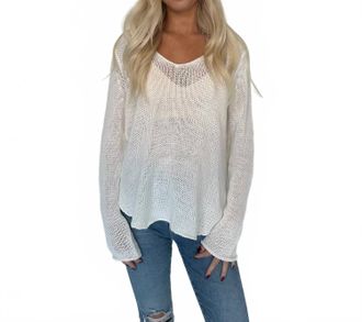 Wooden Ships Shirt Tail Collar Top In Breaker White