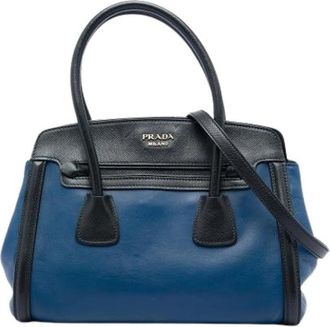 Prada Pre-owned Vintage Satchel - Dames - Vintage Handtas - Blauw - ONE Size - Leer - Vintage