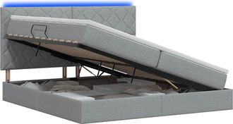 vidaXL Cama De Almacenamiento Led Con Colch&oacute;n Gris Claro 200 X 200 Cm Vidaxl