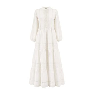 Ermanno Scervino Shirt Dresses, female, White, Size: XS Lace-Inset Long Shirt Dress