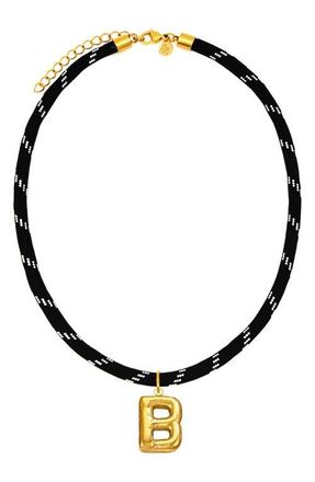 Petit Moments Bubble Initial Pendant Cord Necklace in Black-B at Nordstrom