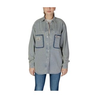 Replay Dames, Blouses & Shirts, Blauw, Maat: XS Katoen