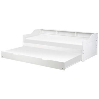 Beliani Cama Con Somier De Madera Blanco 90 X 200 Cm Cama Nido Individual Edern