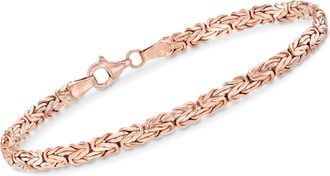 Ross-Simons 18kt Rose Gold Over Sterling Silver Flat Byzantine Bracelet