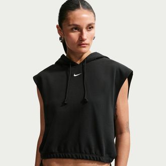 Nike Womens Nike Sportswear Phoenix Fleece Sleeveless Top in Black | IR1717-010