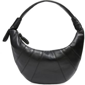 Christophe Lemaire Fortune Croissant Leather Shoulder Bag in Black at Nordstrom
