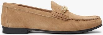 Tommy Hilfiger Womens Chain-Link Suede Loafer - Beige - US 6.5 / EU 37