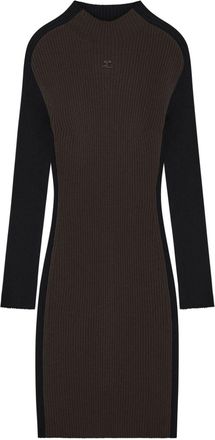 Courrèges colour-block ribbed-knit mini dress - women - Viscose/Polyester - S - Brown