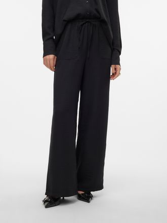 Vero Moda Schlupfhose VERO MODA VMMELANEY HW LOOSE PANT WVN GA NOOS, Damen, Gr. XS, N-Gr, schwarz, Web, Obermaterial: 100% Polyester, unifarben, loose fit lang,