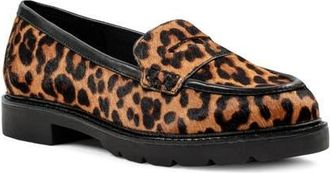 Rockport Genuine Calf Hair Penny Loafer - Wide Widths Available in Dark Natural Print Calf Hair at Nordstrom, Size 5.5