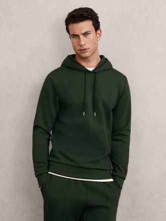 Reiss Dark Sage Green Premium Interlock-jersey Hoodie, Xxl