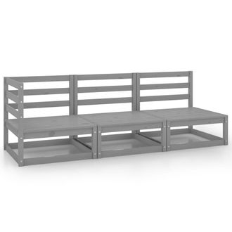vidaXL Vidaxl - Muebles De Jard&iacute;n 3 Piezas Gris Madera De Pino Maciza