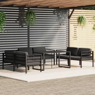 vidaXL Set Muebles De Jard&iacute;n 7 Pzas Y Cojines Aluminio Gris Antracita Vidaxl