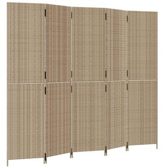 vidaXL vidaXL Divisorio per Ambienti a 5 Pannelli Beige in Polyrattan