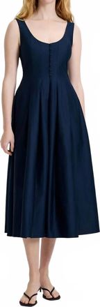 French Connection Womens Cotton Sateen Midi Dress In Navy